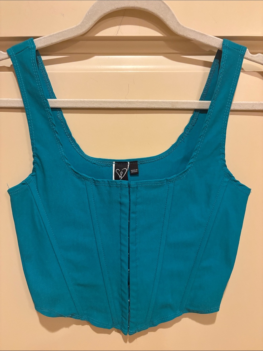 Teal Corset Crop Top